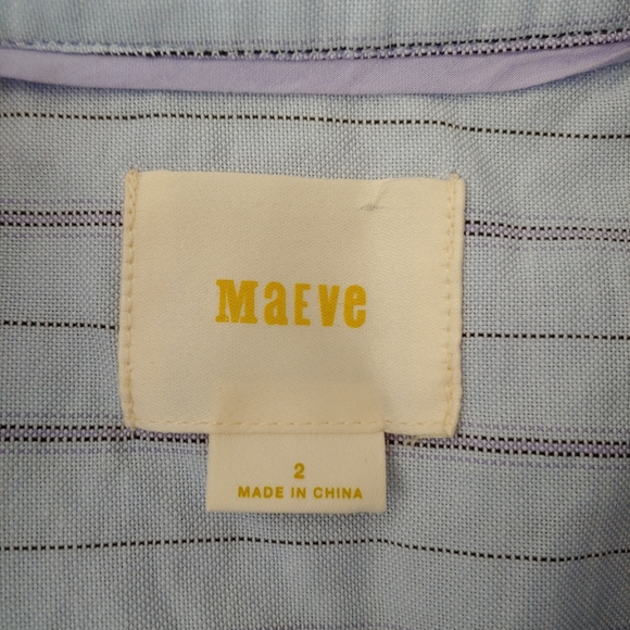 Maeve Anthropology Benna Striped Buttondown Cotton Shirt Size 2 - Picture 15 of 16